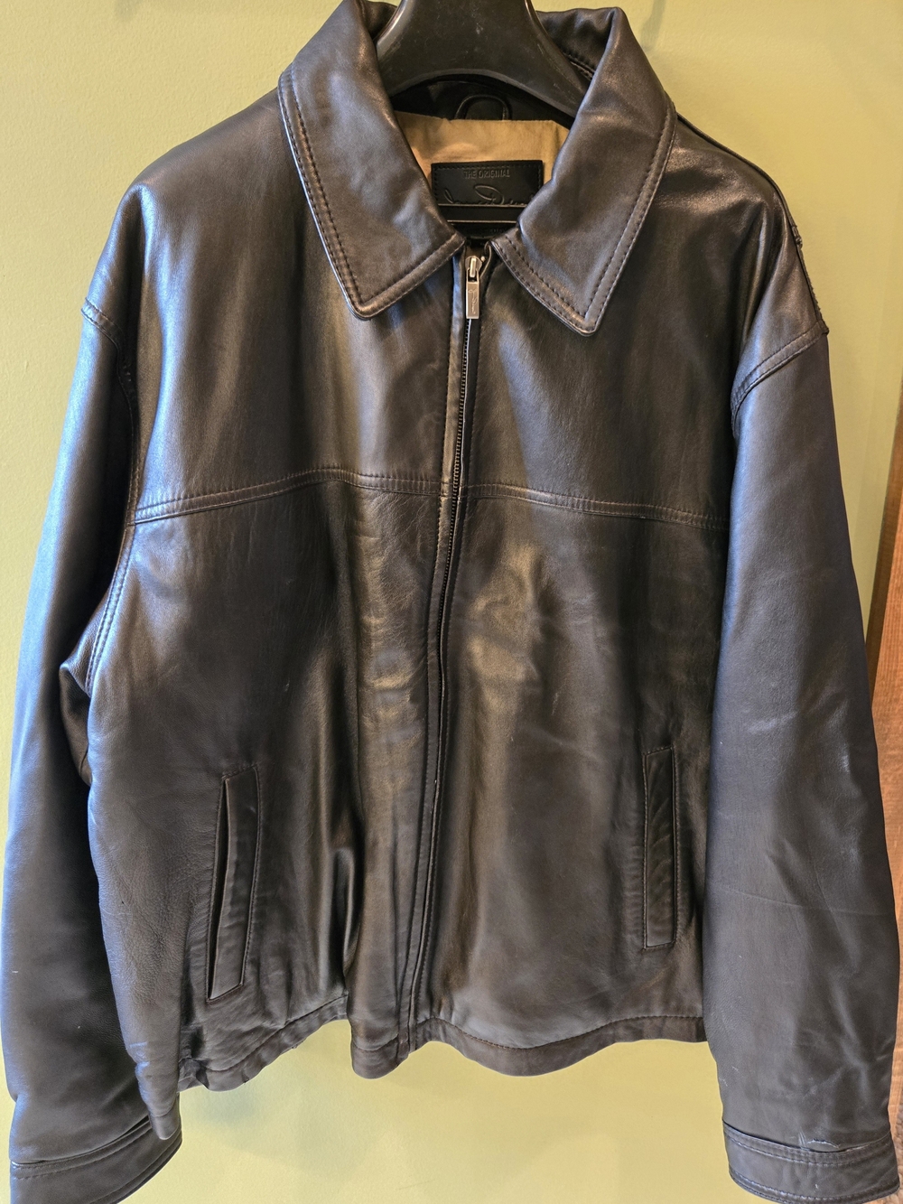 Men's Brown Leather Bomber Jacket James Dean Limited Edition - Classic Zip Front